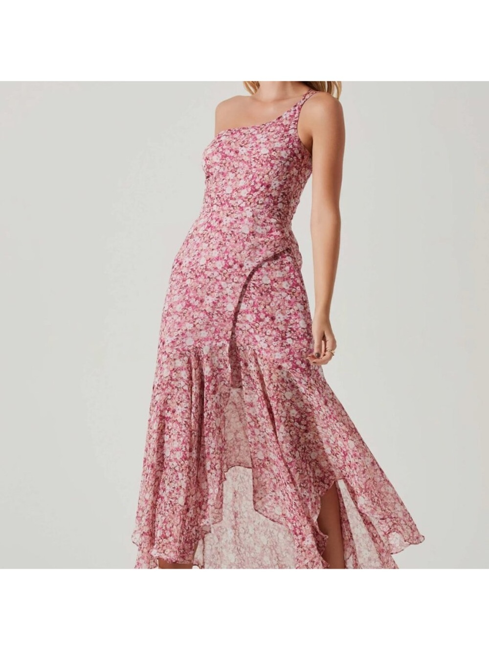 Astr pink floral midi dress